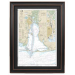 Framed Nautical Maps - Nautical Chart, Mobile Bay, Framed - This Framed Nautical Map covers the Mobile Bay. The Framed Nautical Chart is the official NOAA Nautical Chart 11376 detailing the waterways in the Mobile Bay off of the Gulf of Mexico.