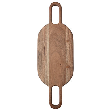 Acacia Wood Charcuterie or Cutting Board with 2 Handles, Natural
