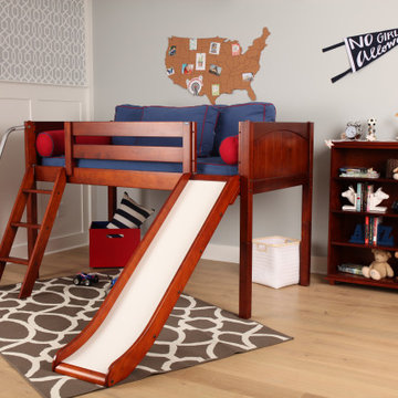 Espresso Loft Bed with Slide and Desk