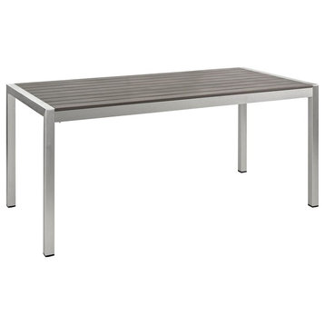 Modern Contemporary Urban Design Outdoor Patio Dining Table, Gray Gray, Aluminum