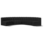 Meridian Furniture - Arc Boucle Fabric Upholstered 6-Pc. U-Shaped Modular Sectional, Black - Give your living room or den the perfect blend of style and versatility with this Arc boucle fabric curved modular Sectional. Part of the Arc modular furniture collection, this Sectional comes upholstered in rich black boucle fabric and features deep channel tufting that adds a touch of luxury while enhancing comfort and support. A seamless combination of form and function, this chair can be used with other Arc pieces to create a myriad of configurations in your well-curated room.