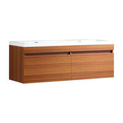 Largo Double Sink Bathroom Cabinet, Base: Teak, With Integrated Sink