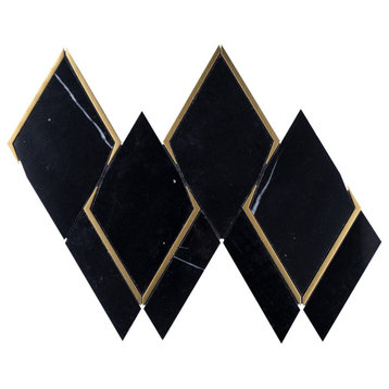 Double Diamond Black/Gold Metal Stainless Steel Polished Marble, 10 Sheets