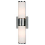 Livex Lighting - Weston 2-Light ADA Wall Sconce/ Bath Vanity, Brushed Nickel - This stunning design features a brushed nickel finish studded with hand blown satin opal white glass. This sleek design will brighten up bathroom. Pair it with the mini chandelier to give your bath that extra wow factor!