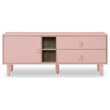 TATEUS Drawer TV cabinet with door, storage cabinet, multi-functional TV cabinet, Pink