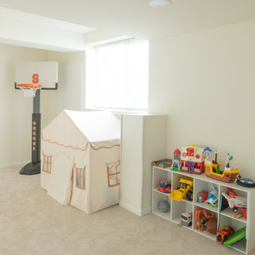 Modern Parkville Basement Remodel with Media Zone + Flex Spaces