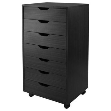 Bowery Hill 7-Drawer Modern Composite Wood Storage Cabinet in Black