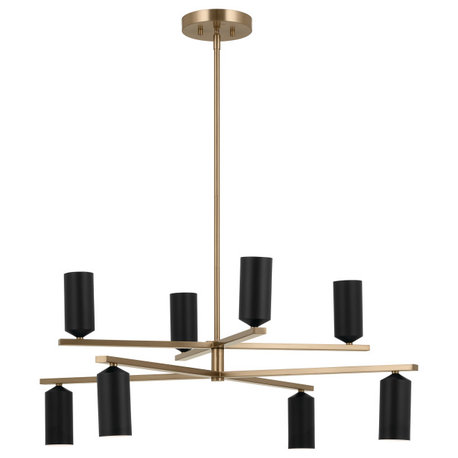 Gala 8 Light Chandelier 2 Tier, Champagne Bronze and White, Champagne Bronze and Black, 8 Light