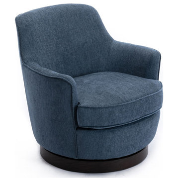 Bowery Hill Transitional Wood Base Swivel Chair in Cadet Blue