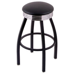 L7C1-4 Marshall Cushion Seat with Double-Ring Chrome Base Swivel Bar Stool  by The Holland Bar Stool Company