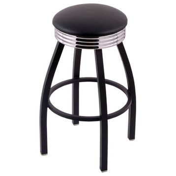 Classic Series 30" Bar Stool With Wrinkle Finish, Accent Ring, Vinyl Seat