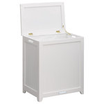 Oceanstar - Oceanstar Rectangular Wood Laundry Hamper with Interior Bag, White - Contemporary design for your bed or bath by adding this laundry hamper to your home decor. This laundry hamper is a solid wood construction hamper; it adds durability and elegance to any room and helps to keep your room neat and contemporary. This laundry hamper comes with a canvas bag and double hinges with hardware and other accessories to assemble. There are also rubber bumpers on the lid which help to prevent damage to the hamper. Two hand grips on the side makes it easy for you to carry your clothes to your laundry room or you can also take out the canvas bag to your laundry room. This beautiful hamper is functional while adds class and style to your room. Assembly required. Hamper Size: 24"H x 13.5"D x 20"W. Assemble weight: 12 lbs.
