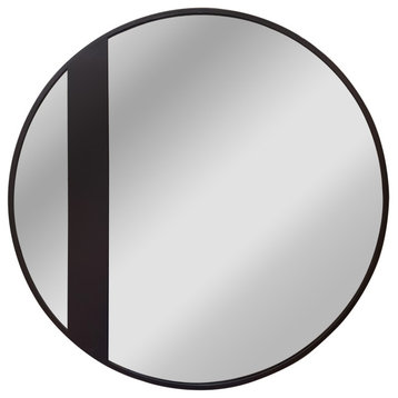 CHLOE'S Reflection Black Finish Round Framed Wall Mirror, 30"