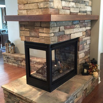 Customer fireplace installation! Using Chardonnay Country Ledgestone by Boral.
