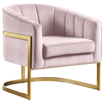 Carter Velvet Upholstered Accent Chair, Pink