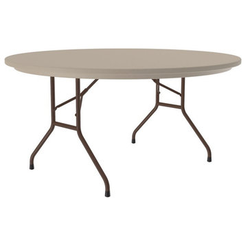 Correll Plastic Resin Folding Table with Blow Molded Top in Mocha Brown Granite