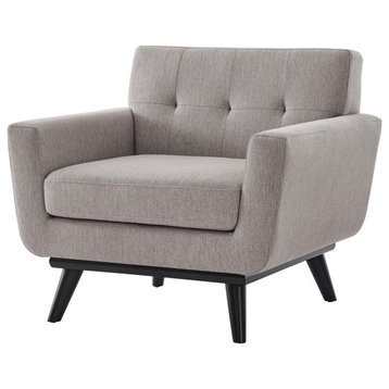Armchair Accent Chair, Gray, Fabric, Modern, Mid Century Hotel Lounge Cafe