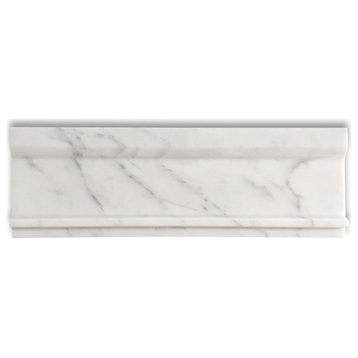 Carrara White Marble 4x12 Plaza Trim Molding Baseboard Edging Polished, 1 piece