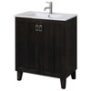 30" Solid Wood Sink Vanity With Ceramic Basin, Dark Brown
