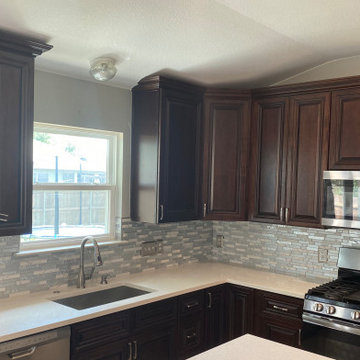 KITCHEN - Backsplash - Linear Mosaic Glass Clear and Gray Tones