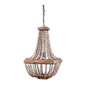 Boone Square Single Bulb Metal Chandelier With Wood Beads