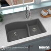 Karran Undermount Quartz 32" 60/40 Double Bowl Kitchen Sink, Grey
