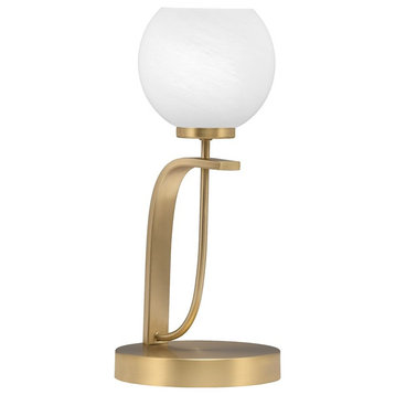 Toltec Cavella Accent Lamp, New Age Brass, 5.75" White Marble, 39-NAB-4101
