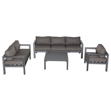 Cabo 4-PC Deep Seating Set Gray Aluminum Frame in Charcoal Cushion