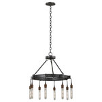 Kalco - Stuyvesant 24x21" 8-Light Industrial Chandelier by Kalco - From the Stuyvesant collection  this Industrial 24Wx21H inch 8 Light Chandelier will be a wonderful compliment to  any of these rooms: Dining; Living; Bedroom; Kitchen