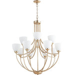 Quorum - Quorum 6059-12-60 Enclave - Twelve Light 2-Tier Chandelier - Shade Included: TRUE* Number of Bulbs: 12*Wattage: 60W* BulbType: Medium Base* Bulb Included: No