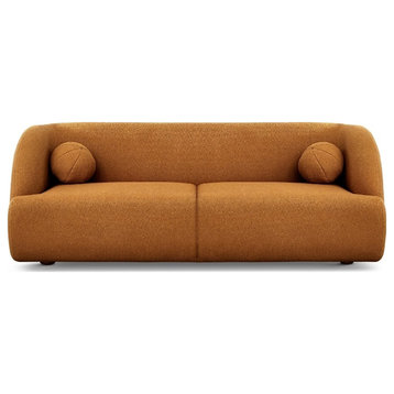 Querno Modern Luxury Japandi Style Boucle Fabric Curvy Sofa Couch in Orange