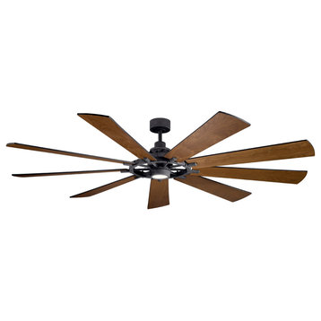 Gentry Xl 1 Light 85 in. Indoor Ceiling Fan, Distressed Black, Etched Cased Opal