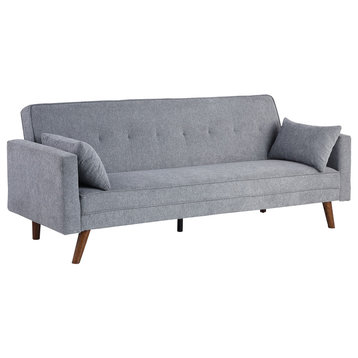 Evelina Convertible Sleeper Sofa With Pillows, Gray