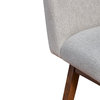 Basila Swivel Counter Stool in Brown Oak Wood Finish with Taupe Fabric