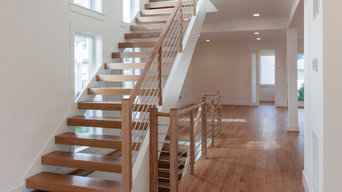 48_Contemporary Round Stainless Steel Balustrade & Oak Treads, Arlington VA 2220