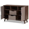 Britta Mid-Century Modern Walnut Brown and Gray Two-Tone Finished Wood Sideboard