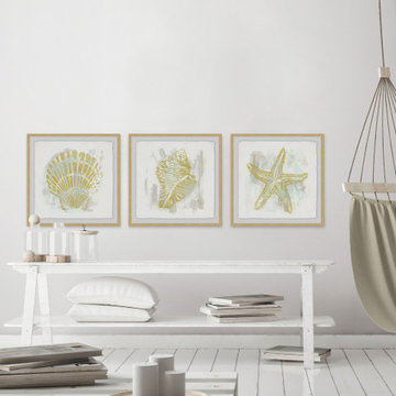 Seaside Blockprints VI Triptych