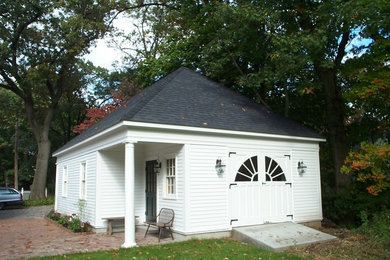 Mid-sized elegant detached two-car garage photo in Boston