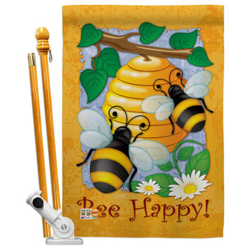 Bee Happy Garden Friends Bugs & Frogs House Flag Set
