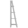 55" Painted Wood Ladder Bookshelf, Gray