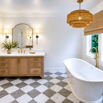 High-End Bathroom & Bedroom Suite Transformation: Black & White Tile