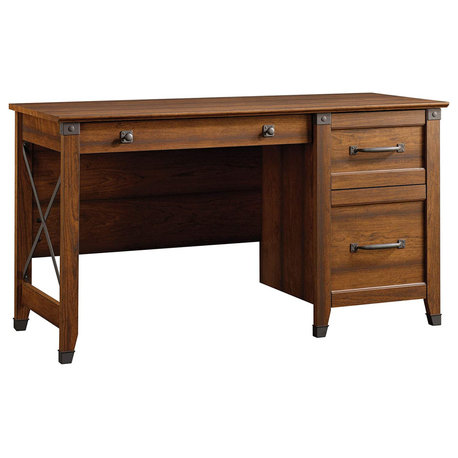 Industrial Desk, Large Drawers for Storage, Washington Cherry Finish