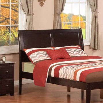 Leo & Lacey Wood Full Sleigh Headboard with USB Charging Station in Espresso