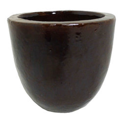 Brown Glazed Egg Pot - Outdoor Plant Pots & Planters