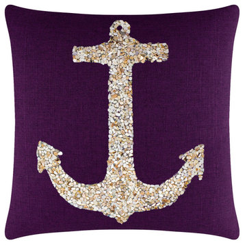 Sparkles Home Shell Anchor Pillow, Purple, 16x16