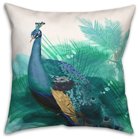 Colorful Peacock Tropical 3 20x20 Spun Poly Pillow