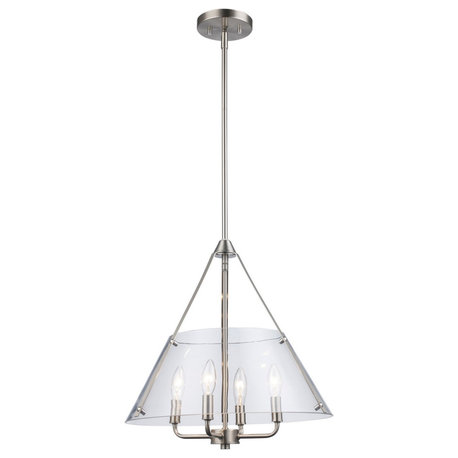 Armani Four Light Pendant in Brushed Nickel