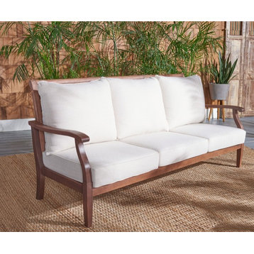 Safavieh Payden Indoor-Outdoor 3 Seat Sofa, Natural/Beige