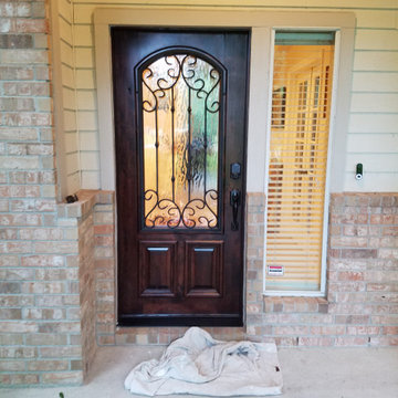 Wood Doors with Wrought Iron