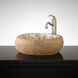 SMITHLEE HONEY ONYX MOSAIC RIVER STONE VESSEL SINK - Bathroom Sinks